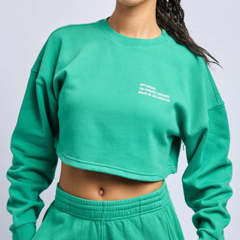Green Organic Cotton Cropped Sweatshirt